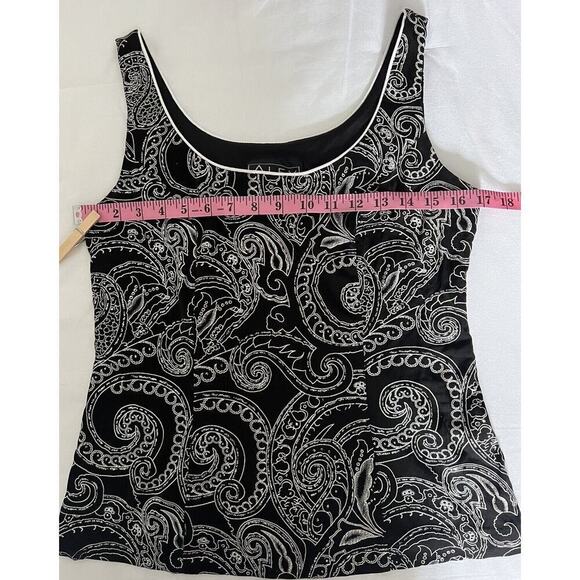 ALEX EVENINGS 2PC JACKET And TANK SET Sz M BLACK WHITE SILVER Cocktail Party - Picture 6 of 11